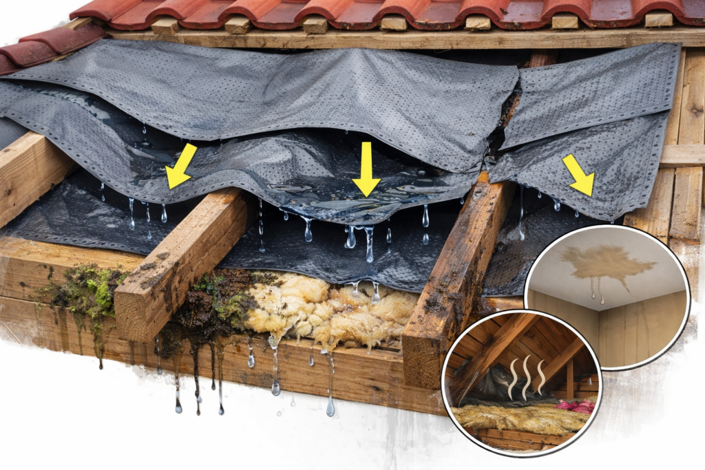montaj acoperiș greșit – cauză infiltrații